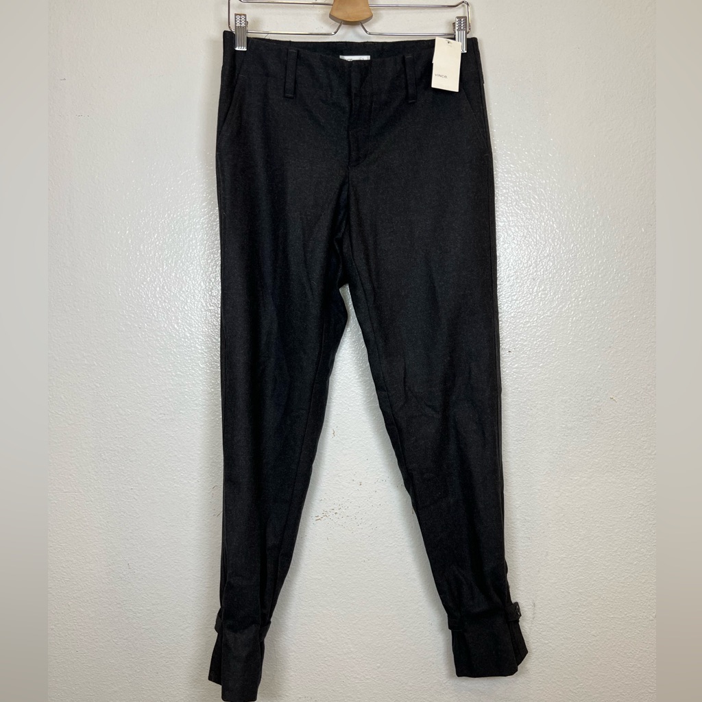 Nwt Vince Charcoal Gray Wool Blend Ruffle Hem Pants Trousers Size 6.